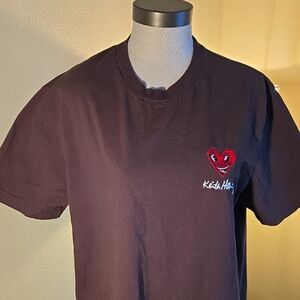Brown Keirh Haring Tee With Heart Embroidered